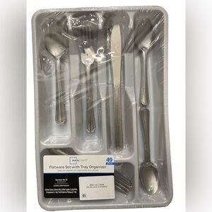 49-Piece Flatware Set with Tray Organizer